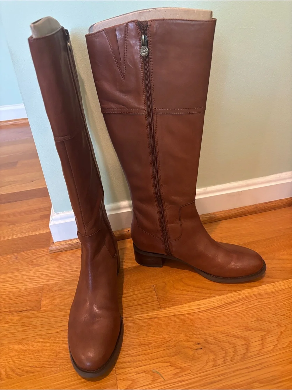 Etienne Aigner Cognac Leather Over-the-Knee Boots